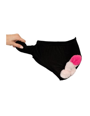 Slip avec pénis en peluche mobile